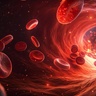 A image of red blood cells inside a blood vessel 