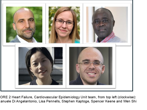 The score 2 heart failure team from the cardiovascular epidemiology unit team from top left (clockwise); Emanuele Di Angelantonio, Lisa Pennells, Stephen Kaptoge, Spencer Keene and Wen Shi 